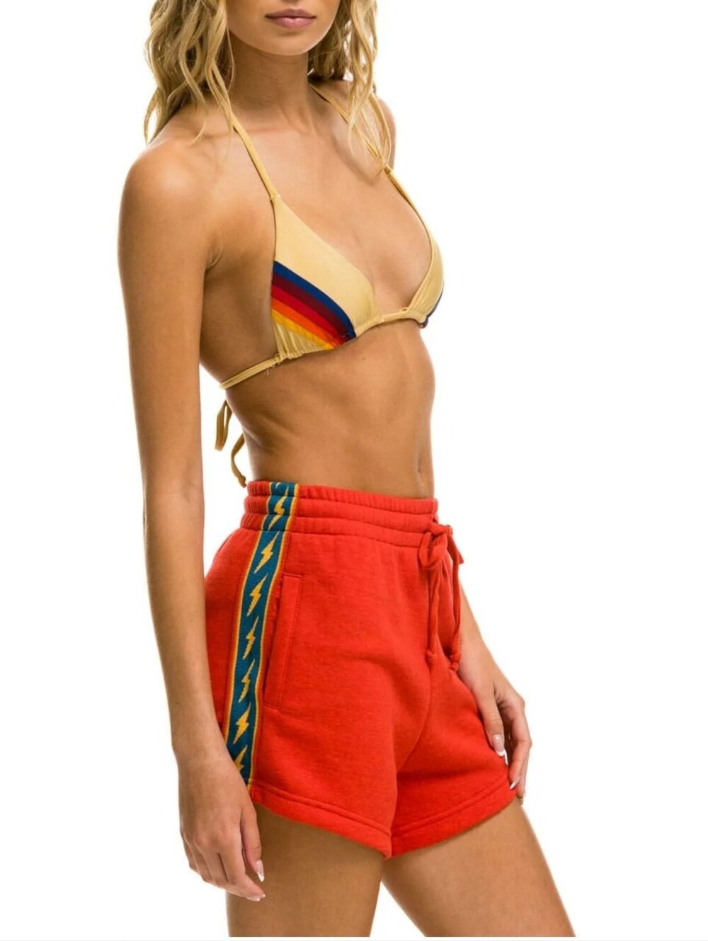Aviator Nation RARE Bolt Stripe Sleeveless Hoodie & Lounger Short Set Medium - Picture 16 of 16
